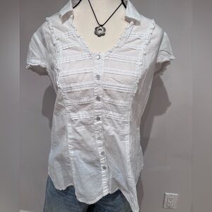 Y2K Gloria Vanderbilt White Ruffled Blouse